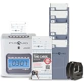 Pyramid Time Systems 2500 Auto-Aligning Time Clock Bundle [2500K1] | Auto-aligning punch, backlit LCD, 12/24hr format, DST reset, wall or desk mount, unlimited employees