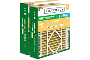 Filterbuy 21x21x5 Air Filter MERV 11 Allergen Defense (2-Pack), Pleated HVAC AC Furnace Air Filters Replacement for Rheem, Ru