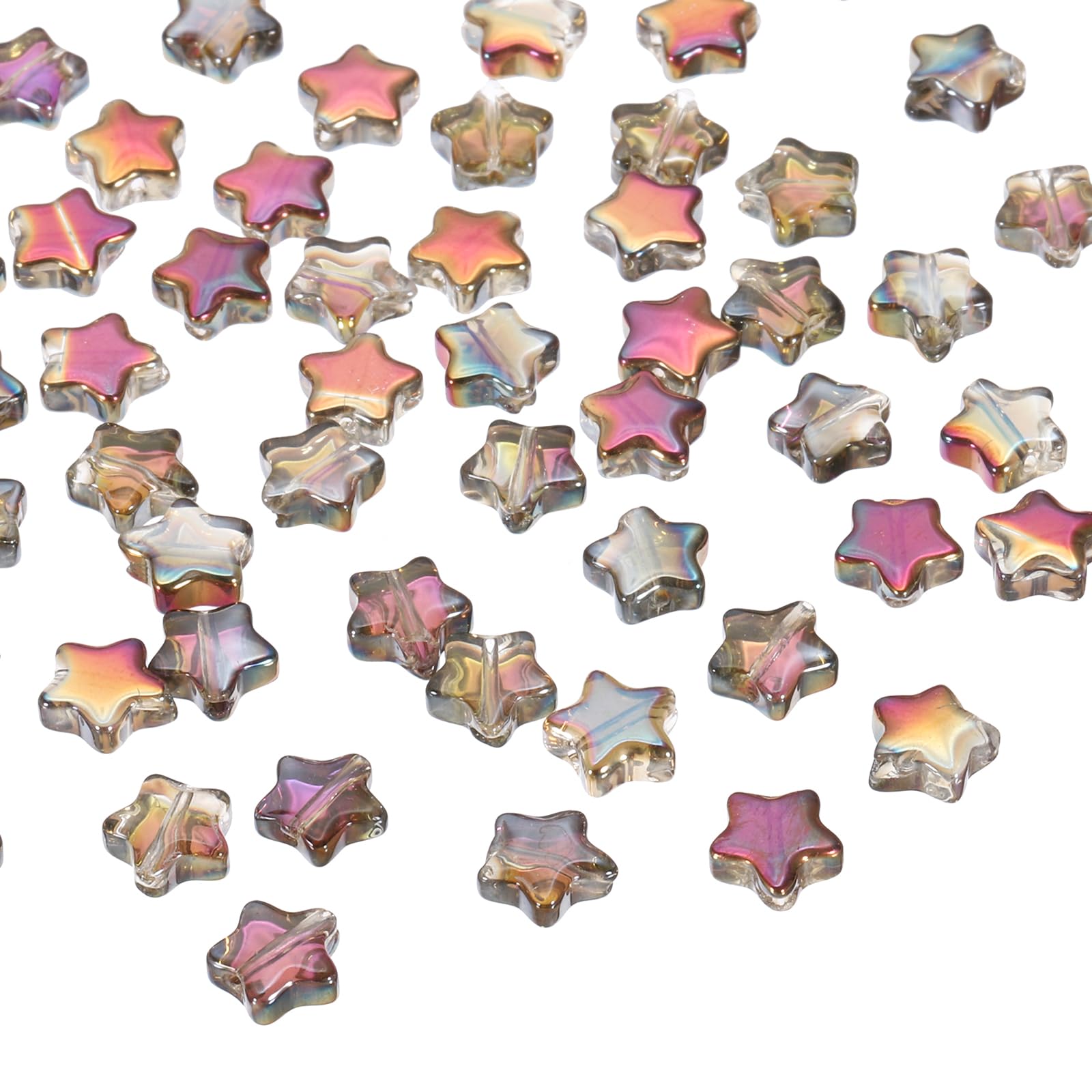 PATIKIL 8mm Crystal Star Beads, 100 Pcs Star Bead Glass Spacers Bead Star Shaped Charm Pendants for Jewelry Making Bracelet Necklace DIY Crafts, Light Purple