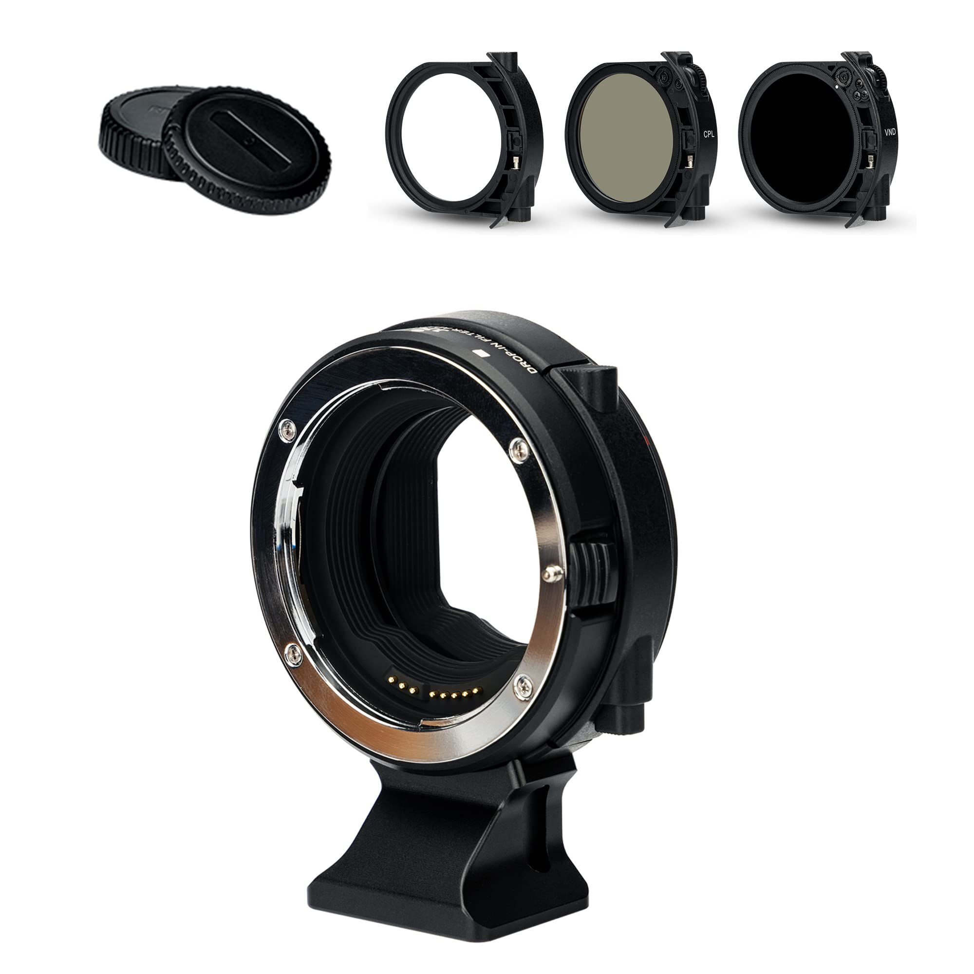 JJC EF-EOS R Auto Focus Lens Mount Adapter with V-ND C-PL UV Insertion Filter, Replaces for Canon Bayonet Lens Adapter EF-EOS R, for Canon EF/EF-S Mount Lenses to EOS R/R3/R5/R6/RP RF Series Cameras