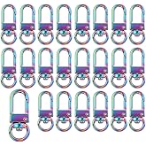 36Pcs 9mm Rainbow Metal Lobster Claw Clasps Swivel Lanyards Trigger Snap Hooks Strap for Keychain,Key Rings DIY Bag Jewelry Findings(Rainbow)