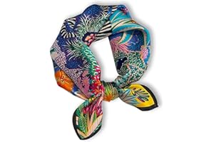 Weximil 100% Mulberry Silk Neck Scarf - 21'' x 21'' Lightweight Neckerchief - Women Men Small Square Digital Printed Scarves