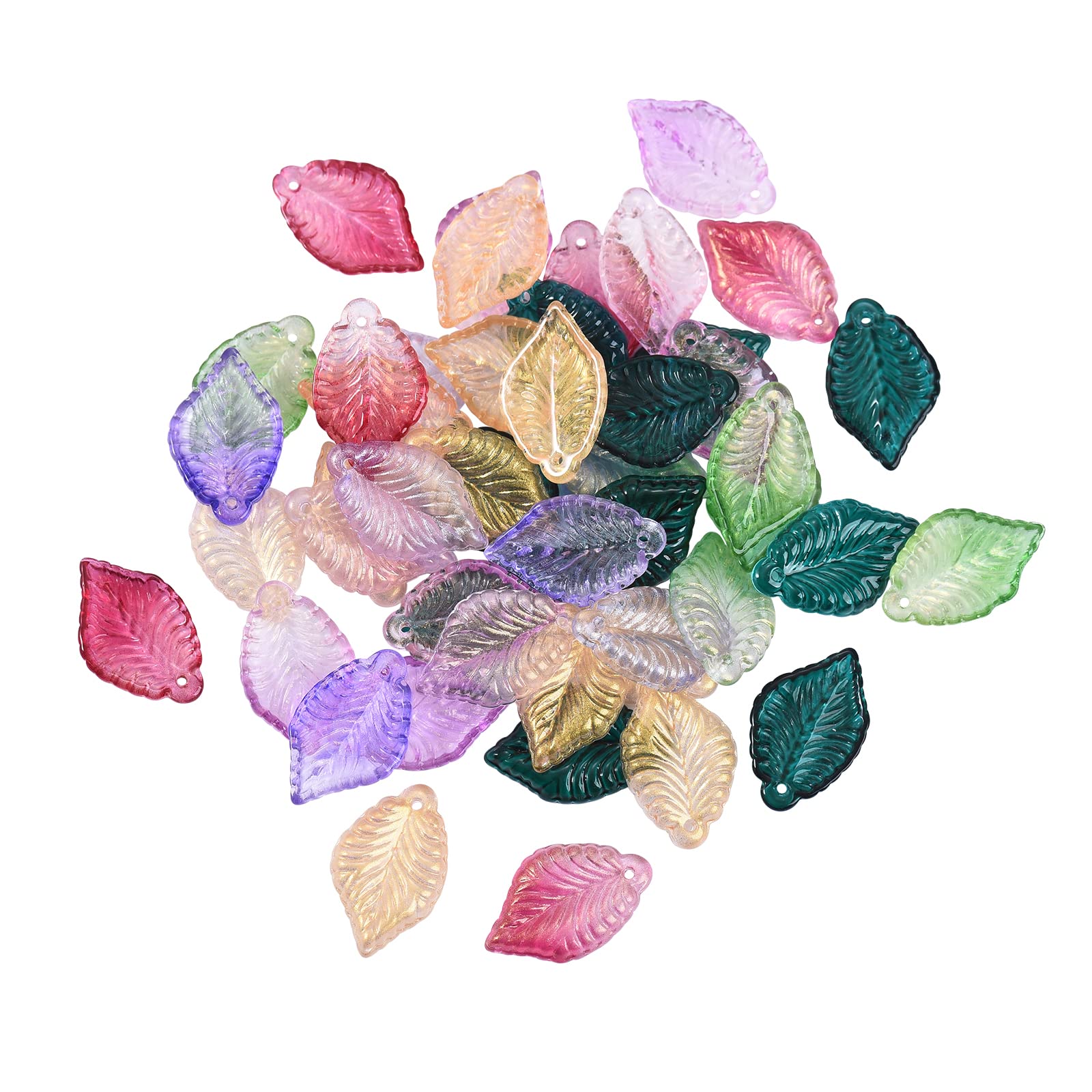 Airssory 100 Pcs Transparent Glass Crystal Charms Pendants Mixed Style Leaf for Jewelry Making DIY Crafts Accessories - 22.5x14.5mm