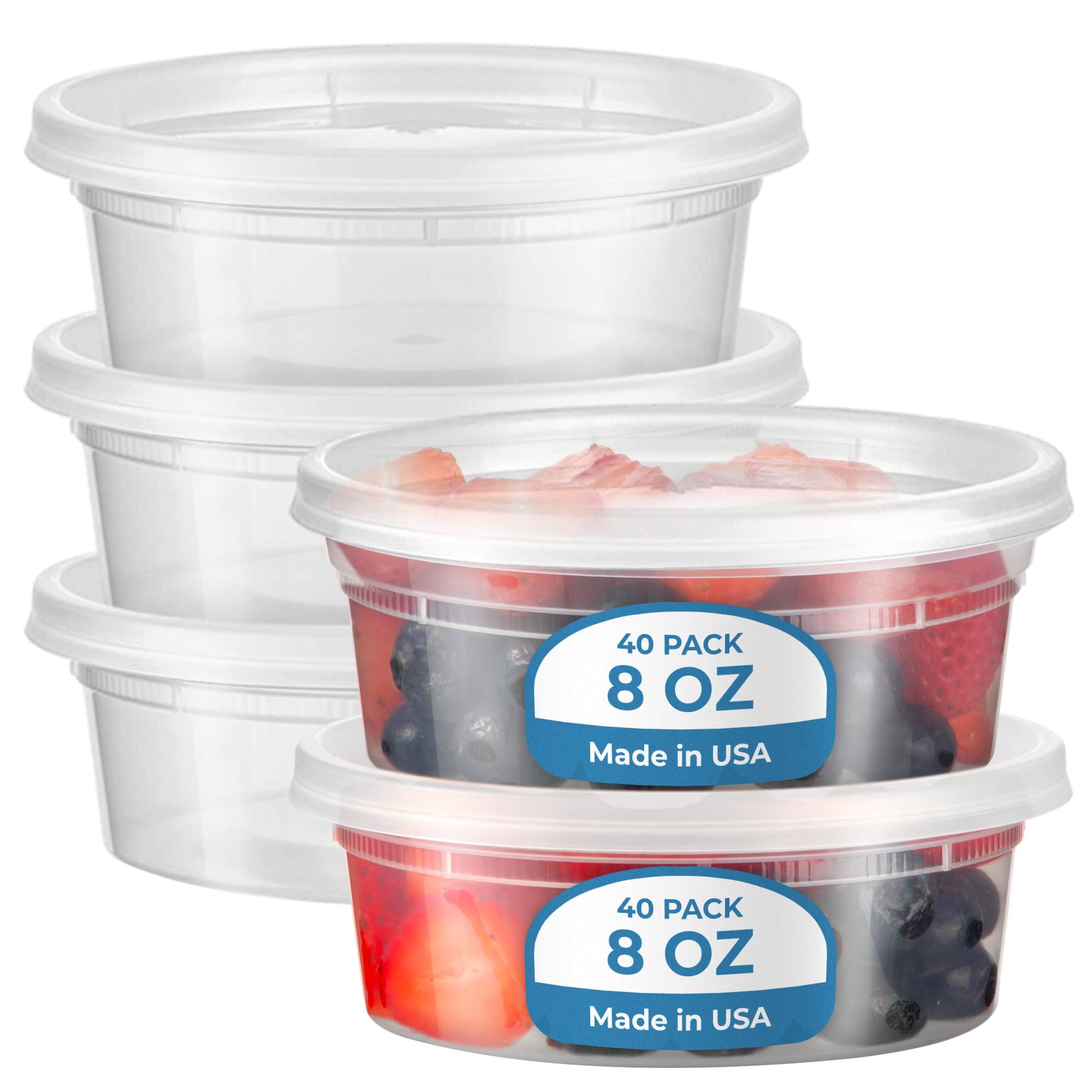Fit Meal Prep 40 Pack 8 oz Deli Containers with