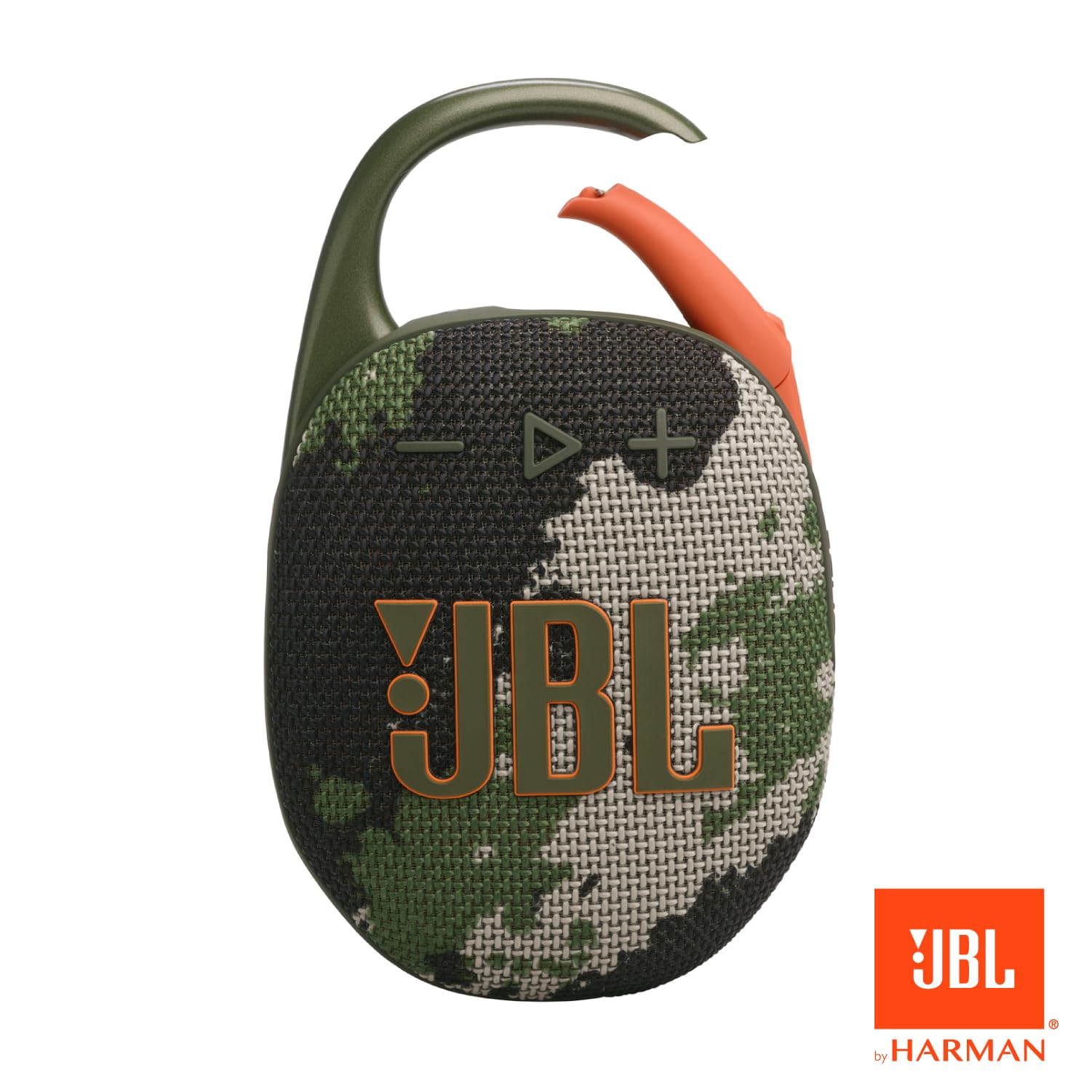 JBL Clip 5 - Ultra-Portable, Waterproof & Dustproof Bluetooth Speaker, Big Pro Sound with Punchy bass, Integrated Carabiner, Up to 12 Hours of Play, Made in Part with Recycled Materials (Squad)