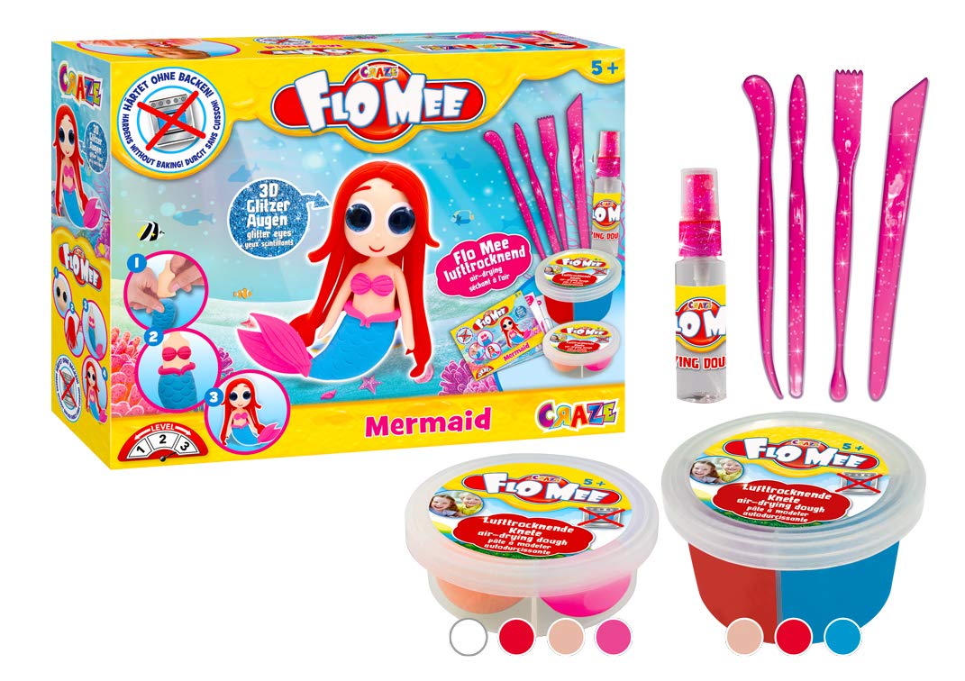 CRAZE FLO MEE Mermaid FloMee Mermaid Set Air-Drying Fluffy Modelling Clay for Children Water-Based 19771