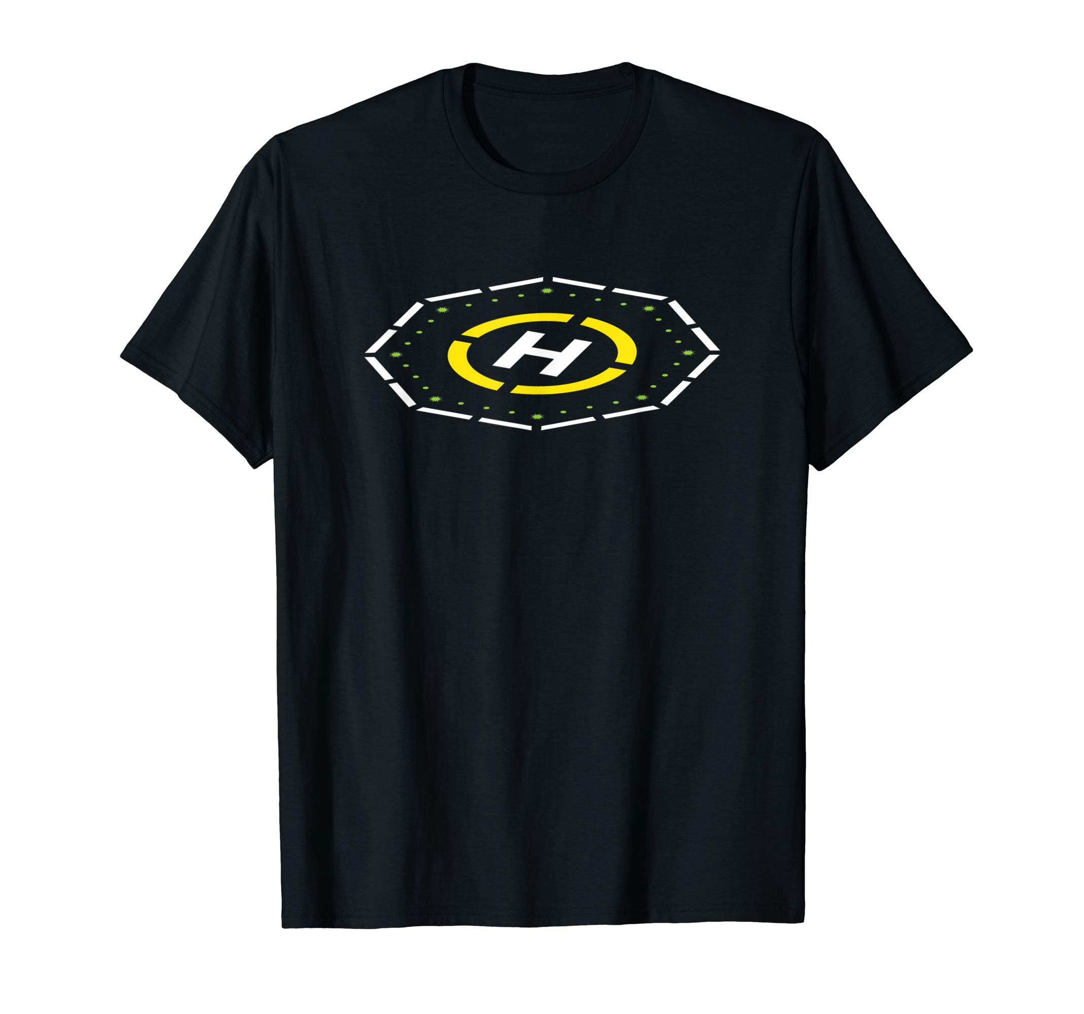 Helicopter Landing Pad By Night - Quadcopter Helipad Sign T-Shirt