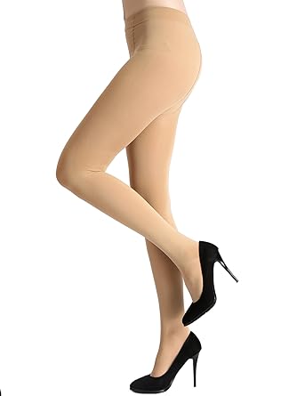 AMORETU Damen Undurchsichtige Leggins Strumpfhose Schwarze/Hautfarbene 120D