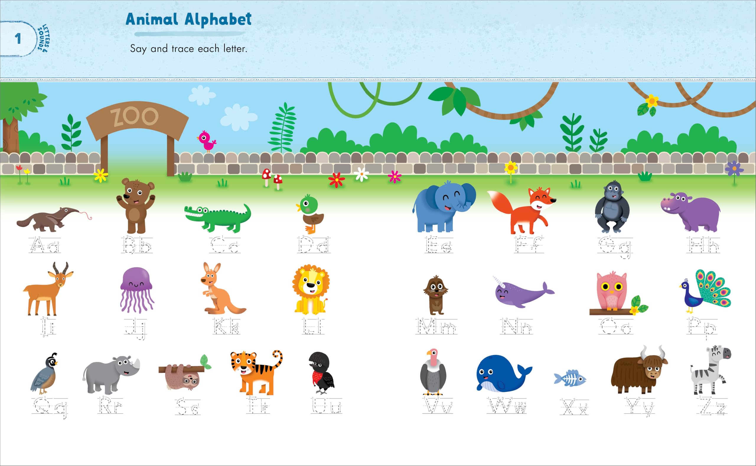 Kindergarten Activity Book: Zoo Animals: 75 Games to Practice Early Reading, Writing, and Math Skills (School Skills Activity Books)