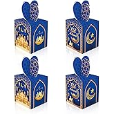 RIGHTA TECH 12 Pcs Small Eid Mubarak Day Treat Gift Boxes, Ramadan Mubarak Candy Boxes Candy Goodie Boxes Eid Mubarak Party Favors Boxes with Handle for Eid Al-Fitr Birthday Party Supplies Favors