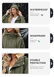 Zando Womens Rain Jacket with Hood - Travel Rain