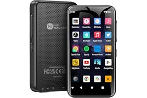 HIFI WALKER 80GB Android MP3 Player, HiFi Lossless Audio, Privacy Protection, Bluetooth and WiFi MP4 Player with 4" Touch, Po