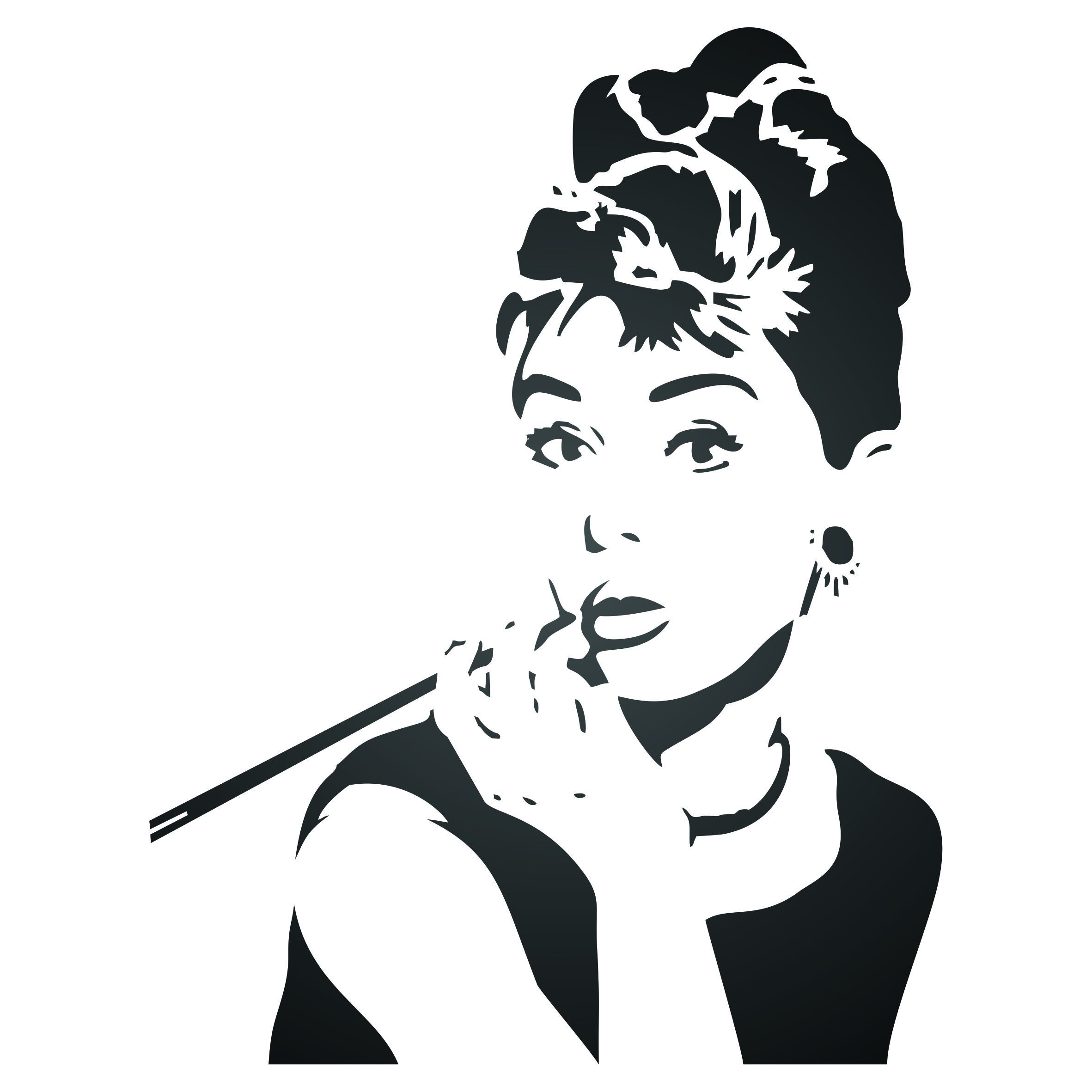Audrey Hepburn Stencil - 16.5 x 21.5cm (S) - Reusable Actress Star Breakfast at Tiffany's Wall Stencils for Painting