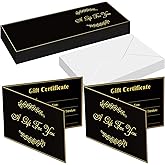 Sinmoe 50 Sets Gift Certificates for Business Kraft Xmas Blank Gift Certificate Cards with 50 Pcs Envelopes for Beauty Salon Restaurant Birthday Client Wedding 3.9 x 5.9 Inch (Black,Classic)