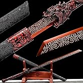 Handmade Carbon Steel Dragon Amidst Blessed Clouds Chinese Tang Dao Red Sword