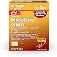 Amazon Basic Care Nicotine Polacrilex Coated Gum 4 mg (nicotine), Cinnamon Flavor, Stop Smoking Aid, 160 Count