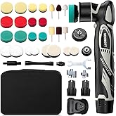 Cordless Mini Polisher, 12V Brushless Motor, 1/2Inch Mini Buffer Polisher with 2 x 2.5Ah Batteries, 2000-5500 RPM, RO/DA Polishing Kits for Car Waxing, Polishing & Scratch Removal