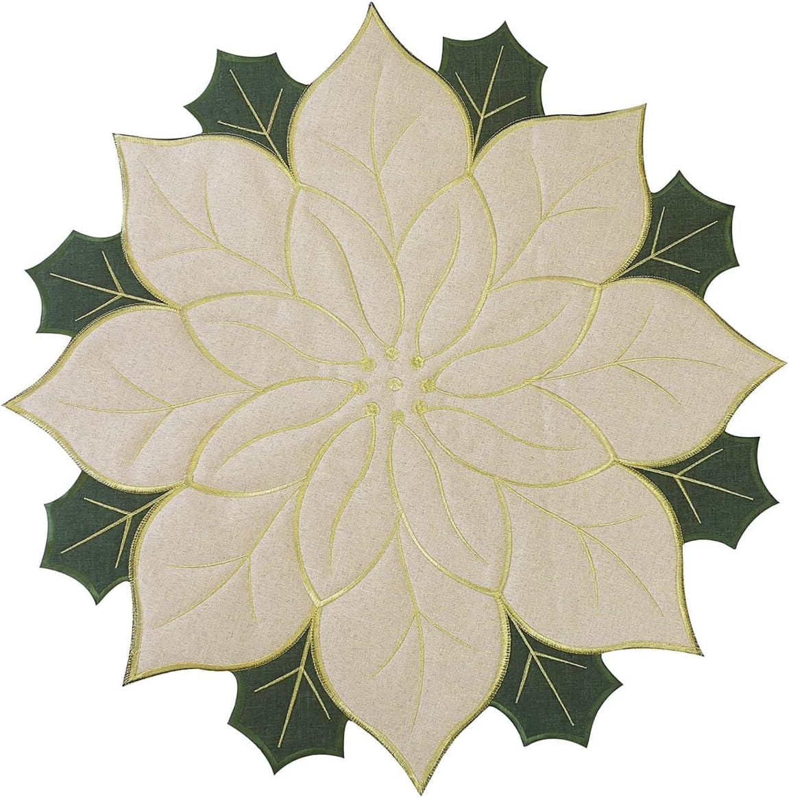 Tree Stands - Halo Christmas Tree Stand Mat/Pat - 23inch Linen Quilted & Embroidered for Tree Stand Protection Floor & Holiday Decorations Linen/Green