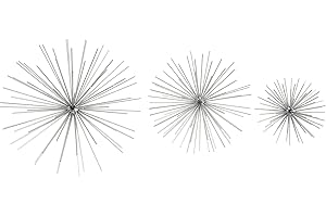 DECO 79 CosmoLiving by Cosmopolitan Metal Starburst Home Wall Decor 3D Wall Sculpture, Set of 3 Wall Art 6", 9", 11"W, Silver