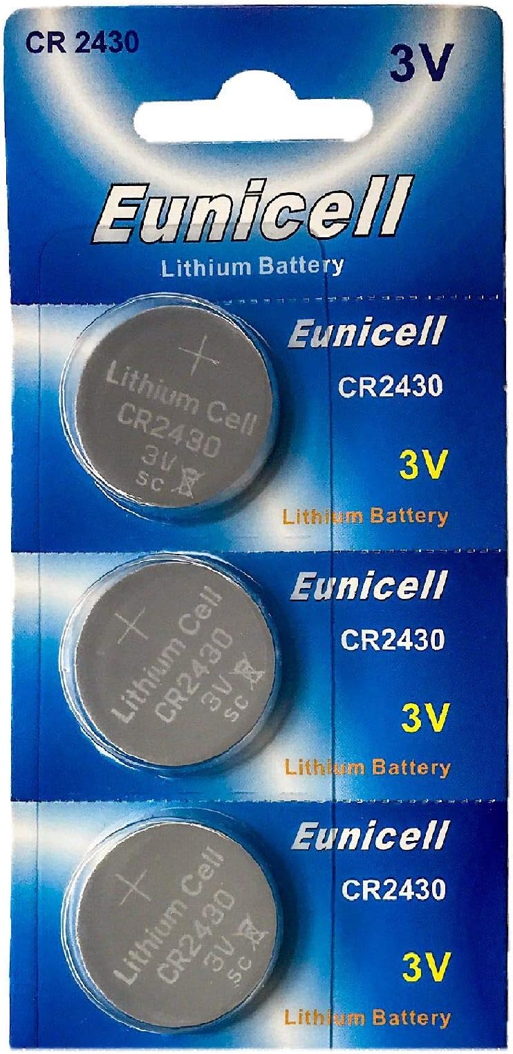 Eunicell CR2430 Lithium Coin Cell 3.0v Batteries, Pack of 3 in Individual Blisters