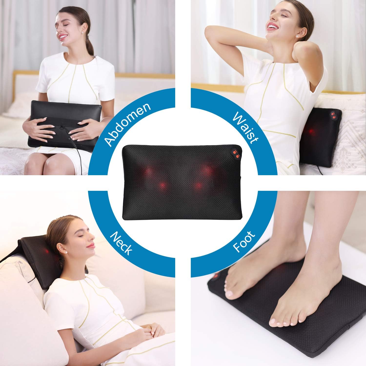 WOQQW Back Massager, Massagers for Neck and Back with Heat, Electric Back Massages Pillow for Back, Deep Tissue Kneading Massager for Shoulder, Lower Back, Leg, Foot, Muscle Pain Relief: Home & Kitchen