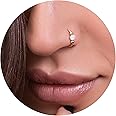 Jolliz Gold Nose Ring with White Opal - 14k Gold Filled Nose Piercing Ring - Opal Nose Hoop - Nose Piercing Hoop - Nose Ring for Women