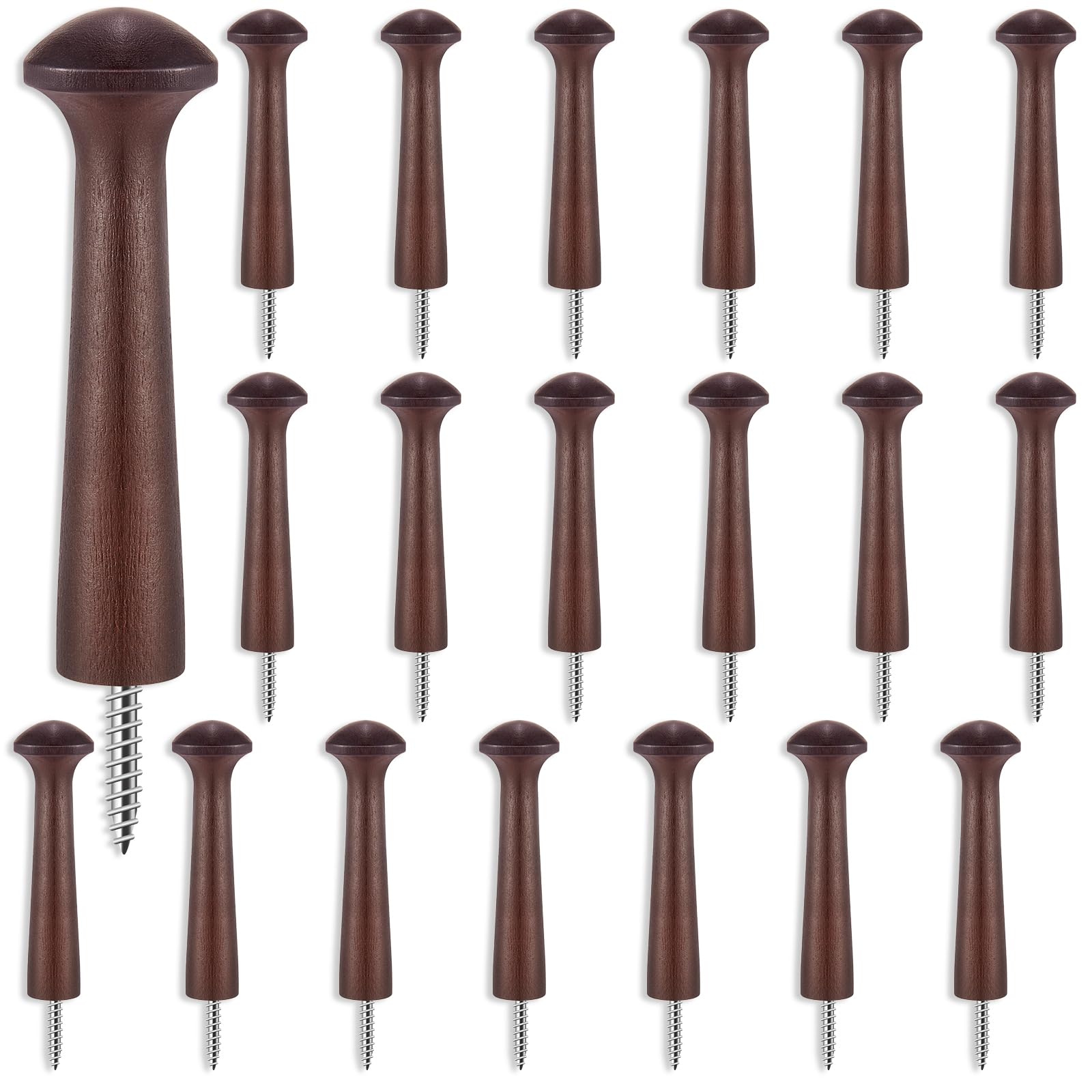 Photo 1 of 20 Pieces Wooden Shaker Peg Screw-on Pegs 3.62 Inch Long Unfinished Wood Shaker Racks for Hanging Clothes Hats Towel and More DIY Paint Color (Dark Brown)