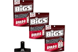 BIGS Stubb's Bar-B-Q Flavored Sunflower Seeds - 5.35 oz Bags (Pack of 3) - With Mighty Merchandise Bag Clip