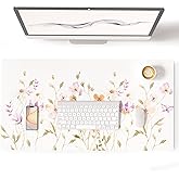 Colorful Star Large Mouse Pad, Floral Waterproof Office Desk Mat, Non-Slip Computer Gaming Mouse Pad, XXL PC Laptop Protector Pads, PU Leather Desk Writing Pads for Office Home, 31.5" x 15.7"