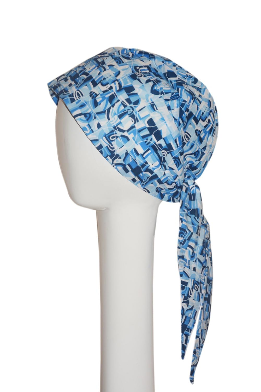 chemo scarves blue & white (buy 1 get 1 sleep cap free)