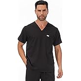 Careberry Premium Men's V-Neck Short Sleeve Scrub Top