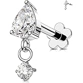 OUFER Helix Earrings, 16G Shiny CZ Pendant Helix Piercing Jewelry, 316L Surgical Steel Helix Cartilage Tragus Earrings for Women