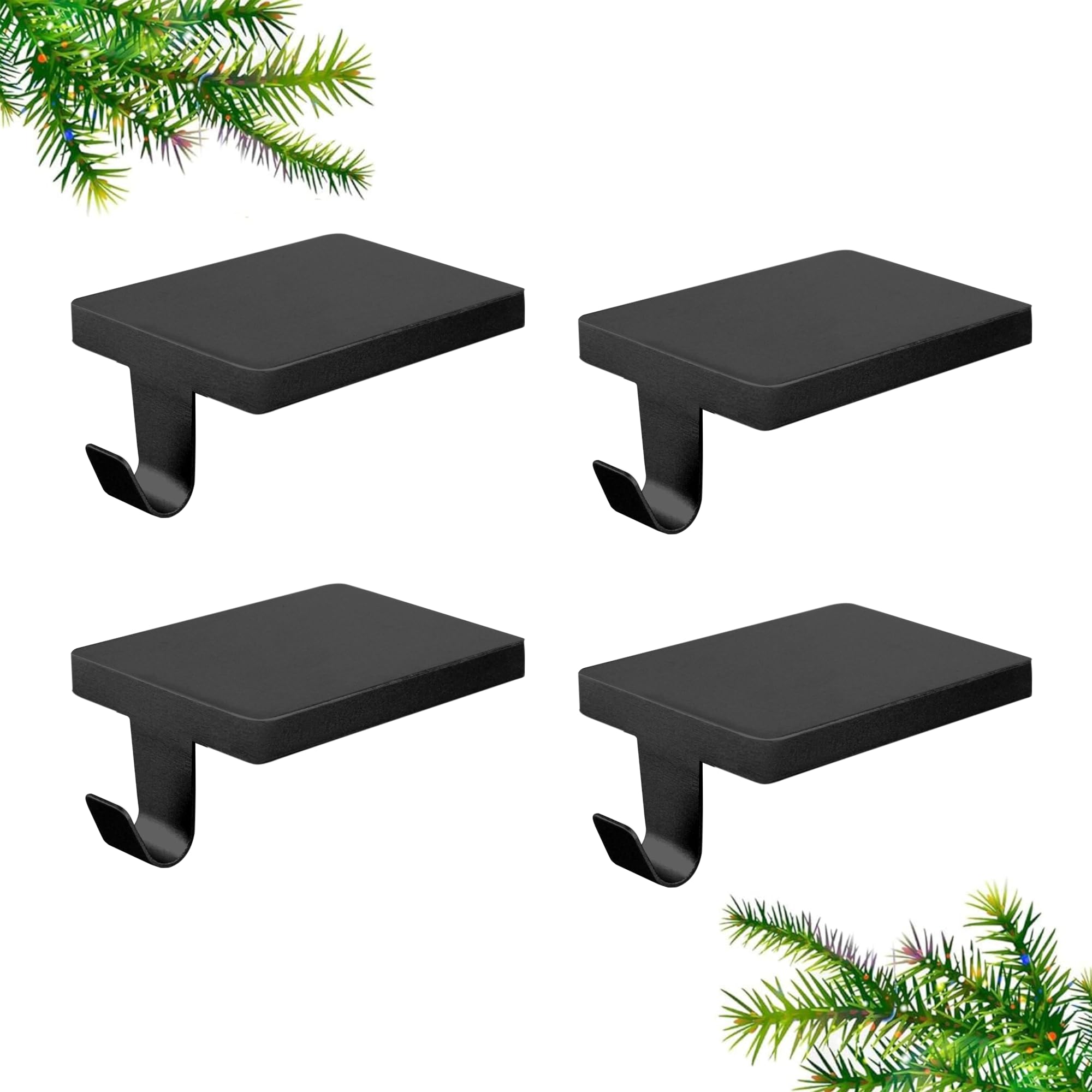 Geboor 4 Pcs Christmas Stocking Holders, Mantel Stocking Hangers Metal Hanging Hooks with Protective Pads for Xmas Holiday Counter Window Home Table Gold Black Bronze (Black)