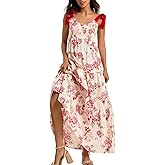 Women Y2k Boho Maxi Dress Tie Shoulder Backless Strappy Tiered Flowy Dress 2024 Summer Floral Beach Sundress