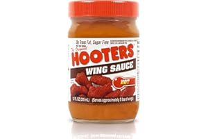 The Original Hooters Hot Wing Sauce - Spicy & Robust Flavor - Ideal for for Grilling, Chicken Wings, Ribs, Chops, Shrimp, Seafood & Dips - 12 fl oz