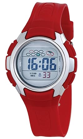 TIME UP Digital LCD Display Grey Dial Multi-function Watch For Kids-MR-8520-RED