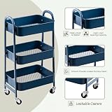 DOEWORKS 3-Tier Storage Trolley on Wheels Navy Blue 70cm 15kg per tier view 5