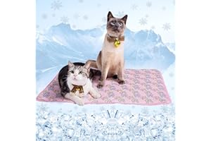 SEIS Dog Ice Pad Ice Silk Cats Kennel Mat Pet Cooling Pad Summer Cool Bamboo Mat Breathable Pad (Pink, M)