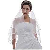 SAMKY 2T 2 Tier 1/8" Ribbon Edge Bridal Wedding Veil