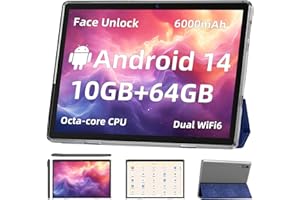 TUOHAITIME Android 14 Tablet,10 inch Tablets, Octa Core Processor, 10GB+64GB+512GB Expansion, 1280x800 HD IPS Display Screen, Wi-Fi6, Dual Camera, 6000mAh Battery Tablet PC,Support Widevine L1 Google Kids Space