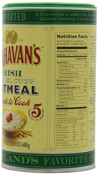 FLAHAVAN’S IRISH STEEL CUT OATMEAL QUICK TO COOK DRUM, 24-OUNCES (PACK OF 2)
