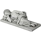 Sleeping Joseph on Slab Statue,9 inch St. Joseph Statue,Peacefully Praying Patron Saint Jose Sleeping for Unemployed,San Jose san Dormido Tabletop Figurine,Catholic Gift for Father's Day(Stone Color)