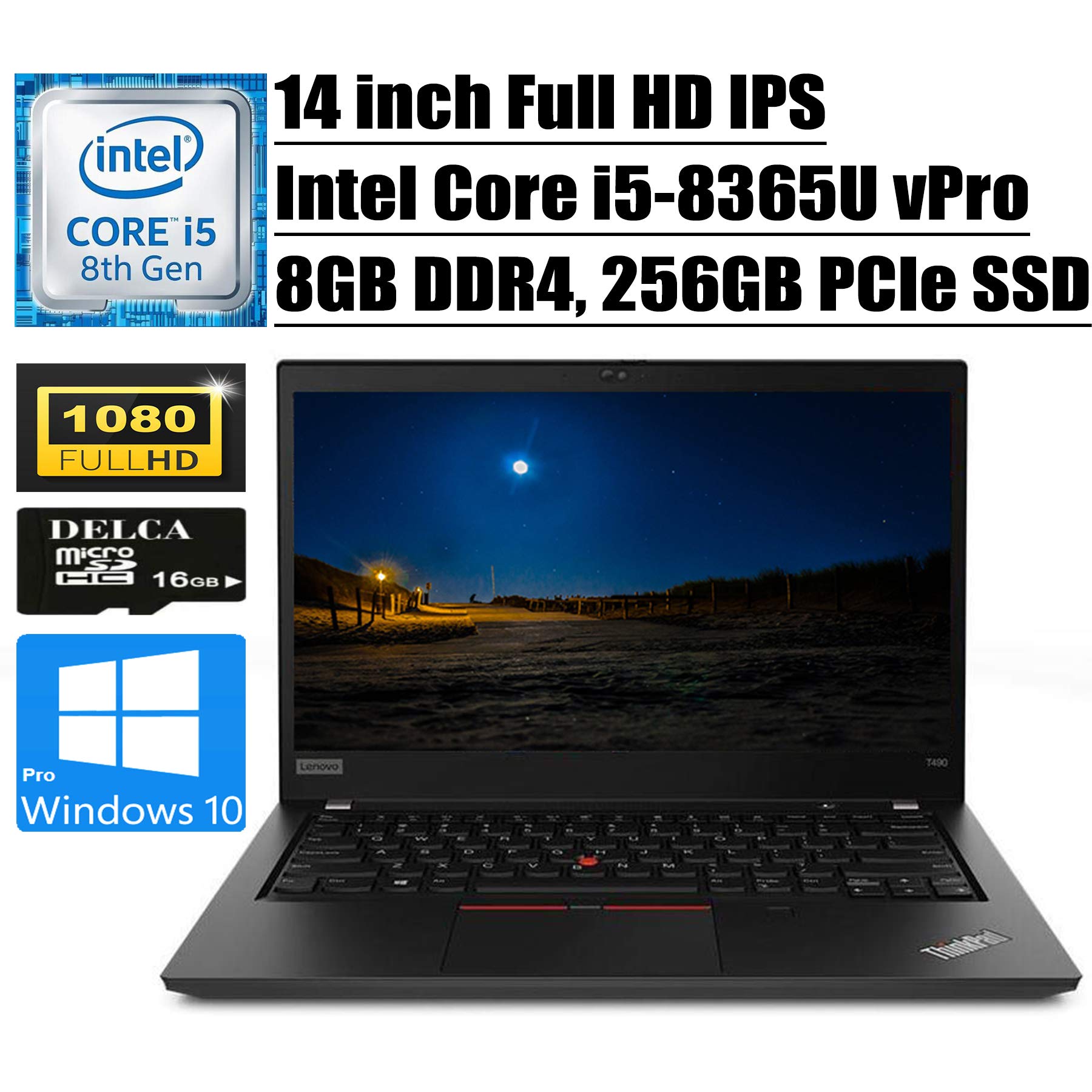 Lenovo ThinkPad T490 2020 Premium Business Laptop I 14" FHD IPS I Intel Quad-Core i5-8365U vPro (>i7