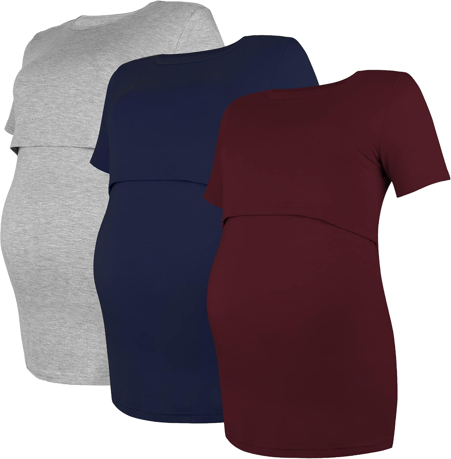 Sosolism 3 Pack Comfy Maternity Nursing Top for Pregnant Women Breastfeeding Shirt at  Women’s Clothing store