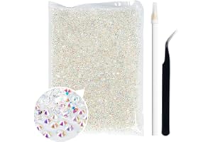 Duflash 18000 Pcs Clear AB Resin Flatback Rhinestone, 5 mm Jelly Resin Non-hotfix Rhinestones Larger Quantity Wholesale for Crafts DIY Design, Tumblers, Clothes, Makeup, Nail Art（SS 22,0.2 inch