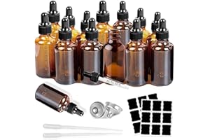 Z-SYNKA 14Pack 2oz Tincture Bottles With Dropper Amber Glass Dropper Bottle with Measured Eye Dropper Funnels, Labels,60ml Empty Bottle Brown for Homemade Vanilla Essential Oil,Hair Oil,Herbalism,Liquids