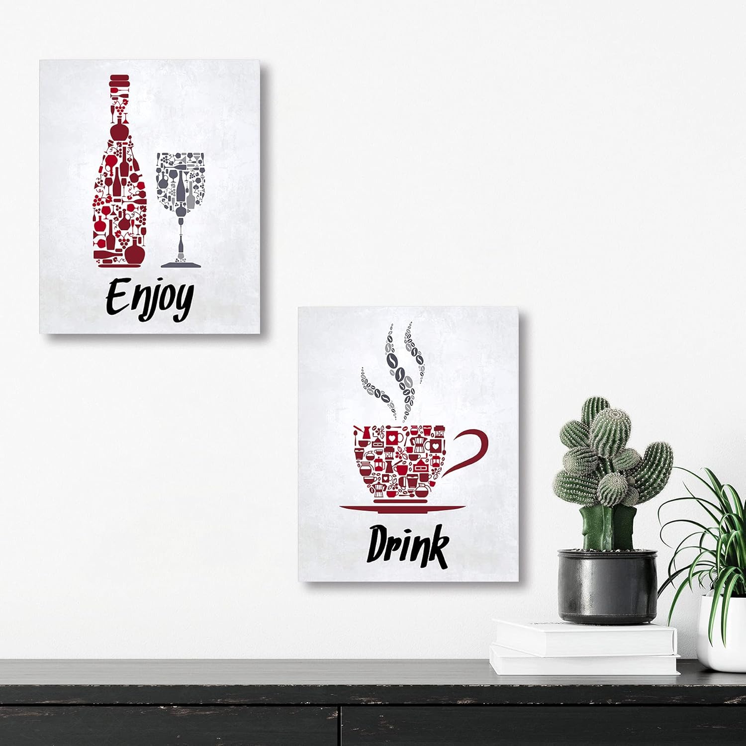 Inspirational Kitchen Canvas Framed Wall Art Decor - Prints Posters Kitchenware with Sayings Home Dining Room Cafe Restaurant Signs Bar Decorations, Set of 4, 8"x10": Posters & Prints