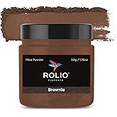 Rolio Premium Mica Powder - Brownie (50G / 1.76oz) - 1 Jar of Brown Pigment Powder for Epoxy Resin, Dye, Soap Making, Nail Polish, Paint, Candle Making, Bath Bombs, Slime