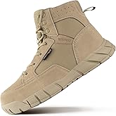 FREE SOLDIER Men's Durable Work Boots 6 Inches Lightweight Waterproof Hiking Boots Suede Leather Tactical Boots