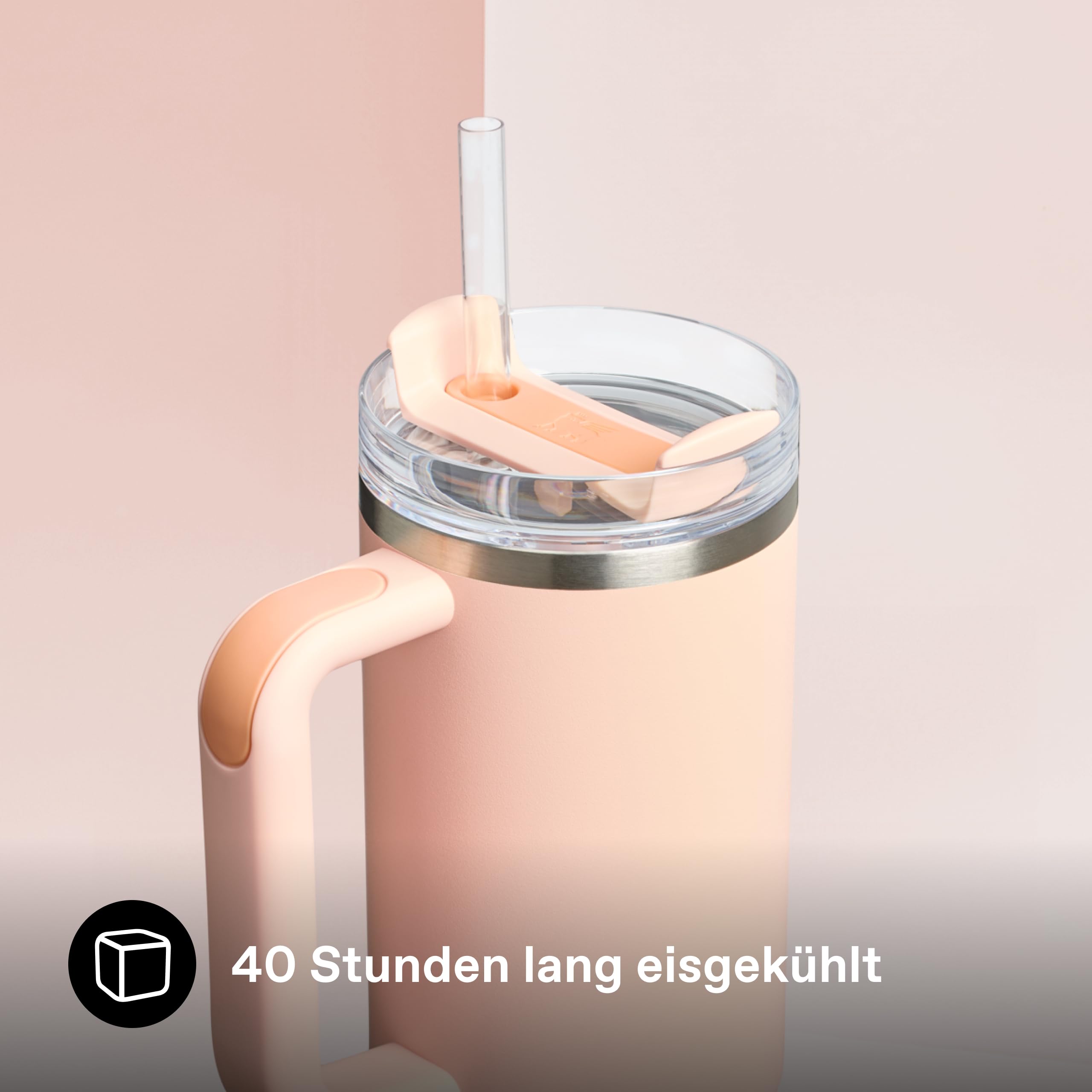 STANLEY 1913 Quencher H2.0 Flowstate Trinkflasche Mit Strohhalm 0.89L - Thermobecher Kühlt 9 Stunden - 40 Stunden Eisgekühlt - Thermosflasche BPA Frei - Edelstahl Trinkbecher - Orange Cream 4